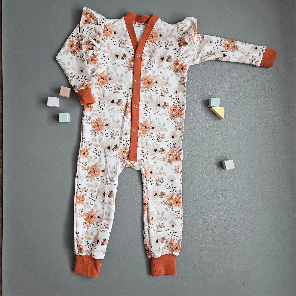 Kuschelanzug Gr.98 / Blumen Orange - Kalie - Kids