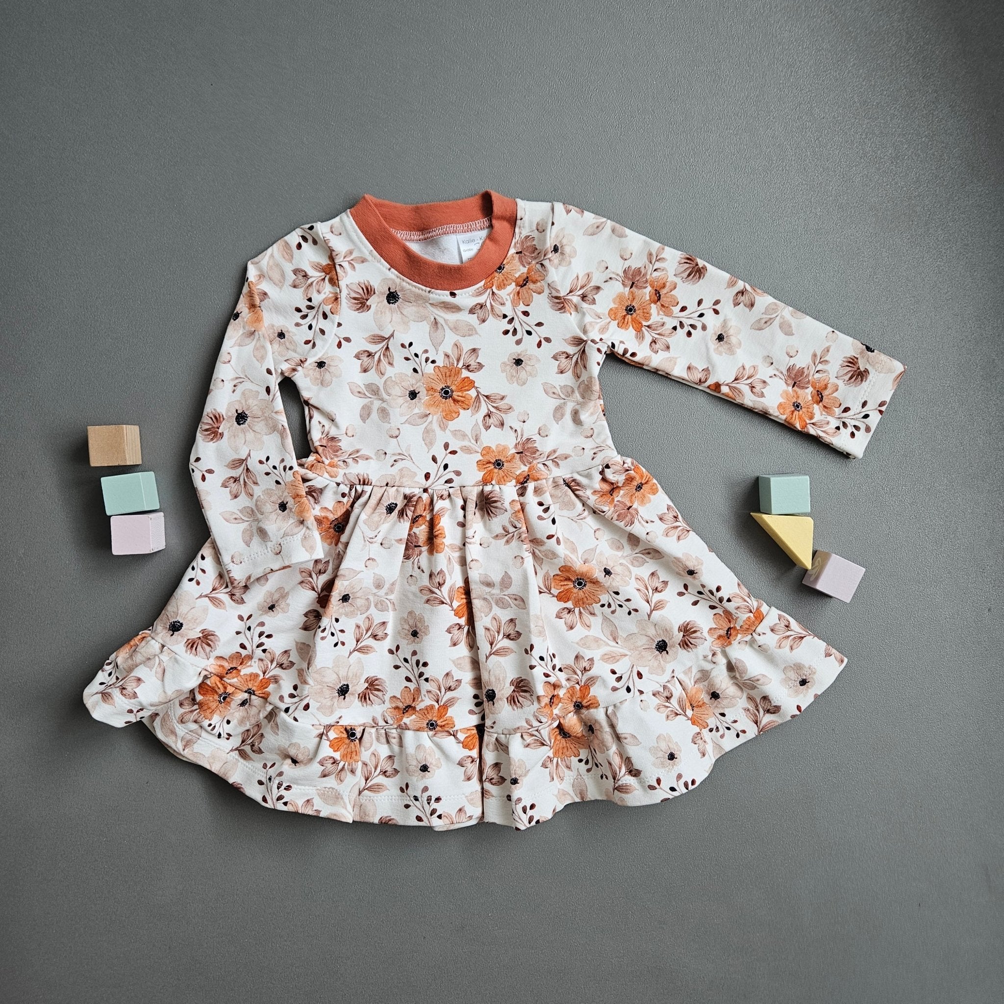 Kleid Gr.86 / Blumen orange - Kalie - Kids
