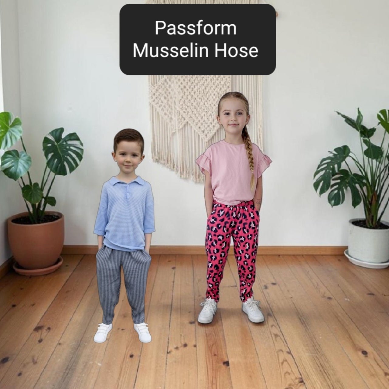 Musselin Hose / apricot Blumen / Gr. 122 - Kalie - Kids