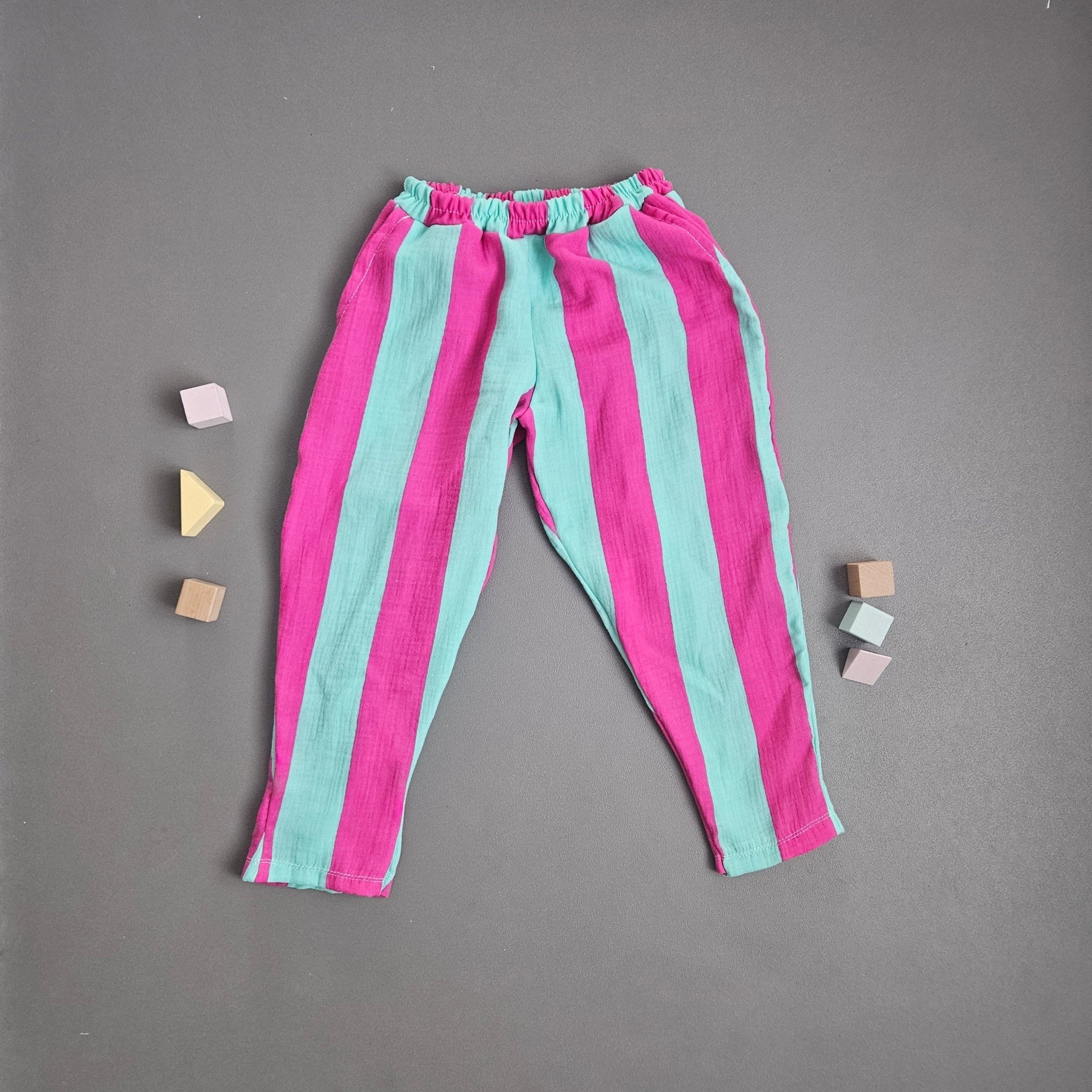 Musselin Hose / Streifen pink / Gr. 92 - Kalie - Kids
