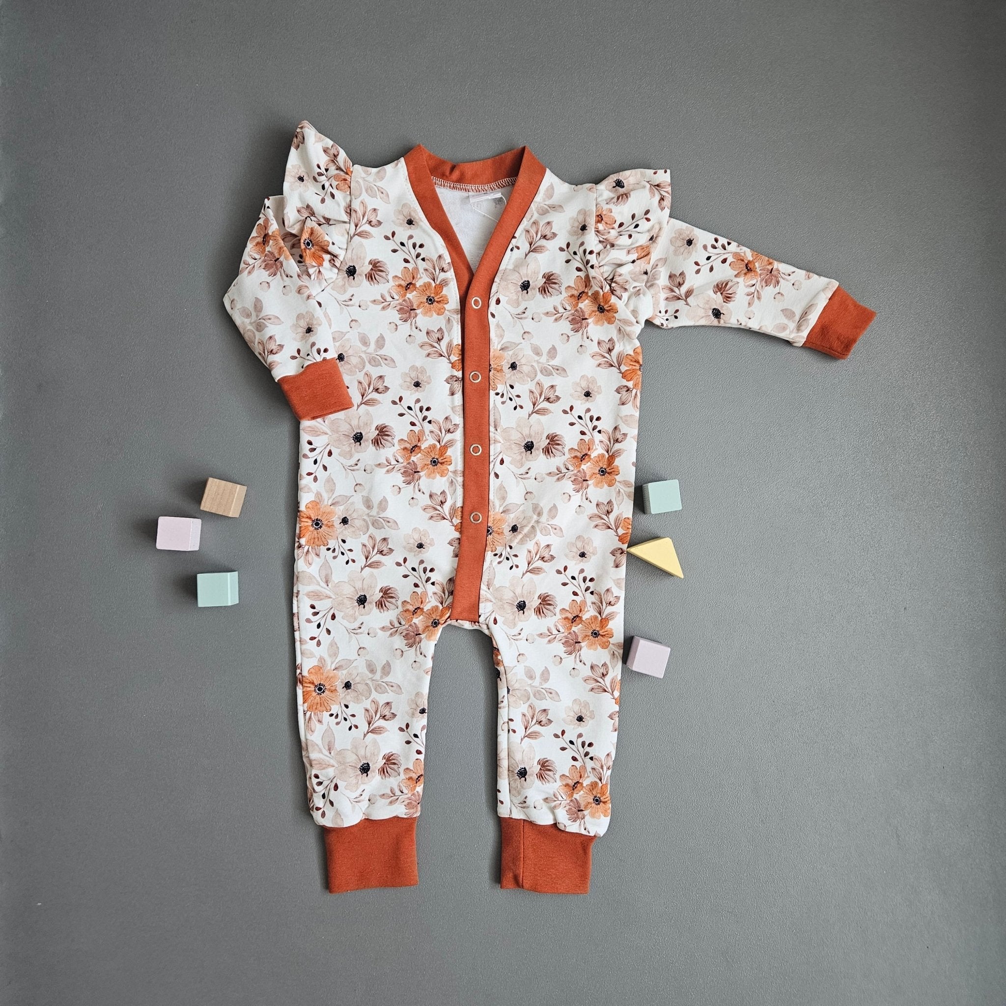 Kuschelanzug Gr.86 / Blumen Orange - Kalie - Kids