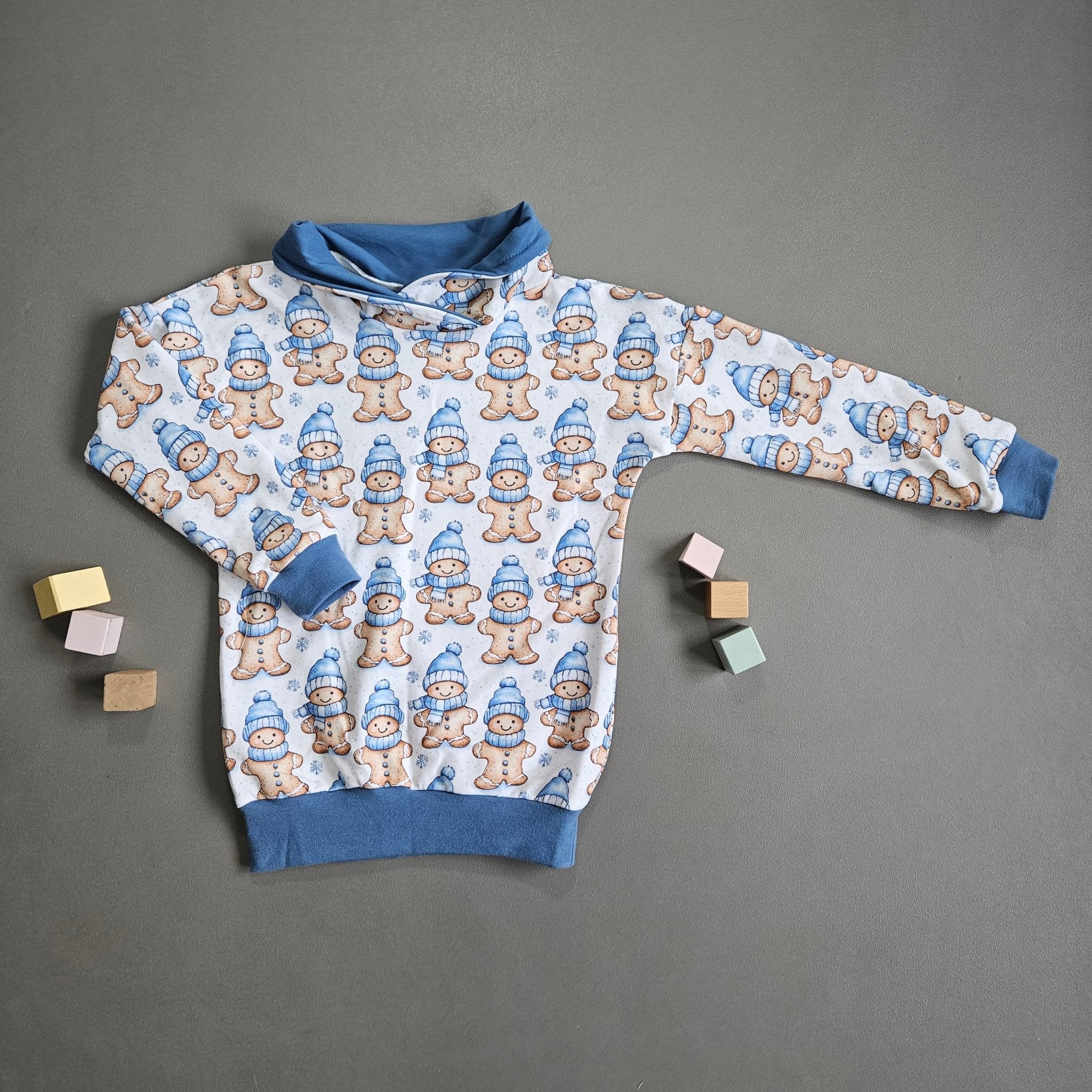 Pullover Gr.92 / Lebkuchenmännchen blau - Kalie - Kids