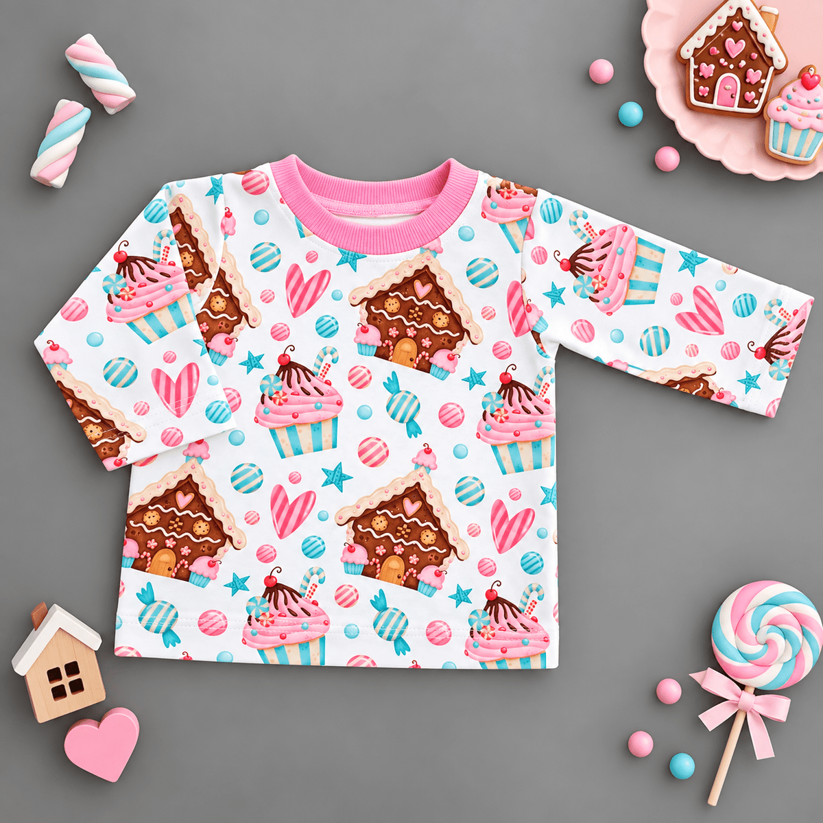 Langarmshirt Gr.68 / Lebkuchenhaus - Kalie - Kids