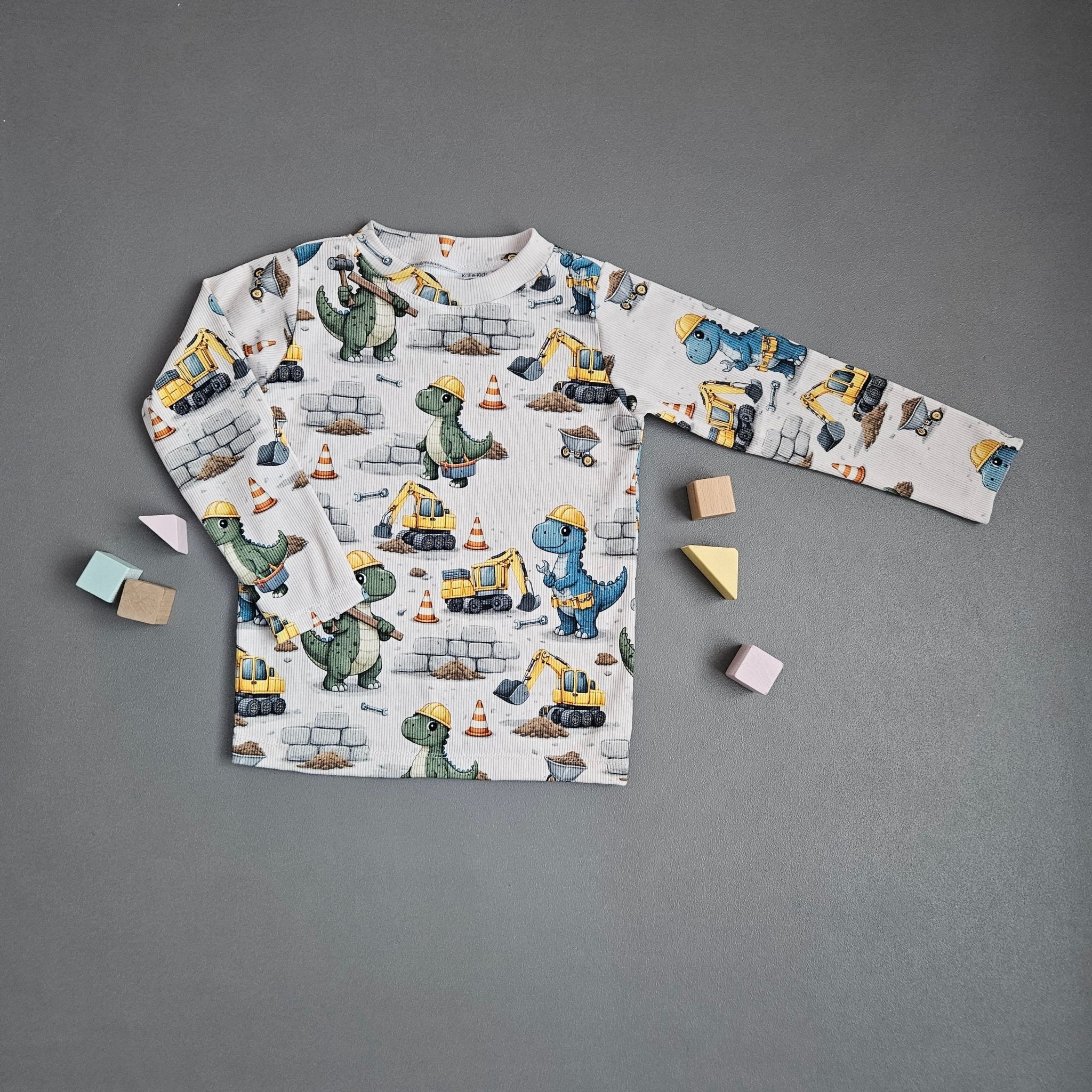 Langarmshirt Gr.110 / Dino Baustelle - Kalie - Kids