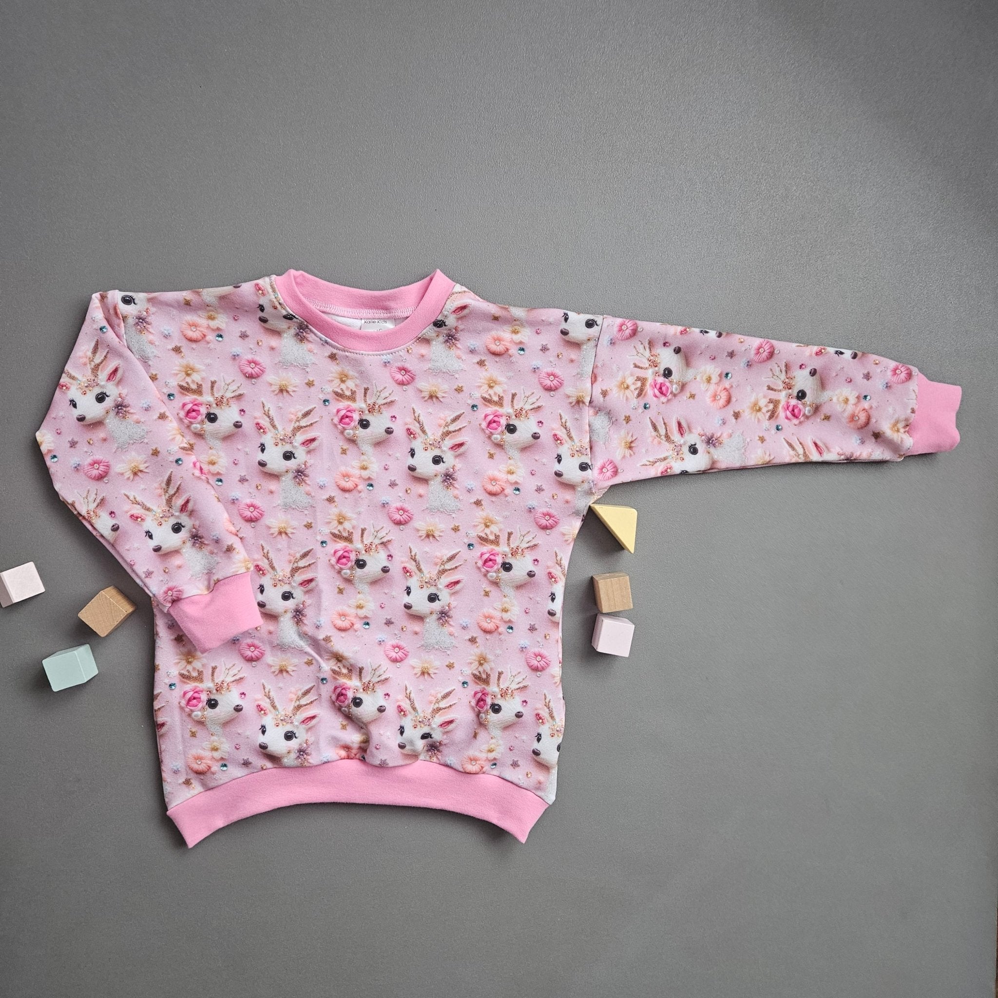 Pullover Gr.116 / Winterblüten Reh - Kalie - Kids